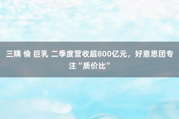 三隅 倫 巨乳 二季度营收超800亿元，好意思团专注“质价比”